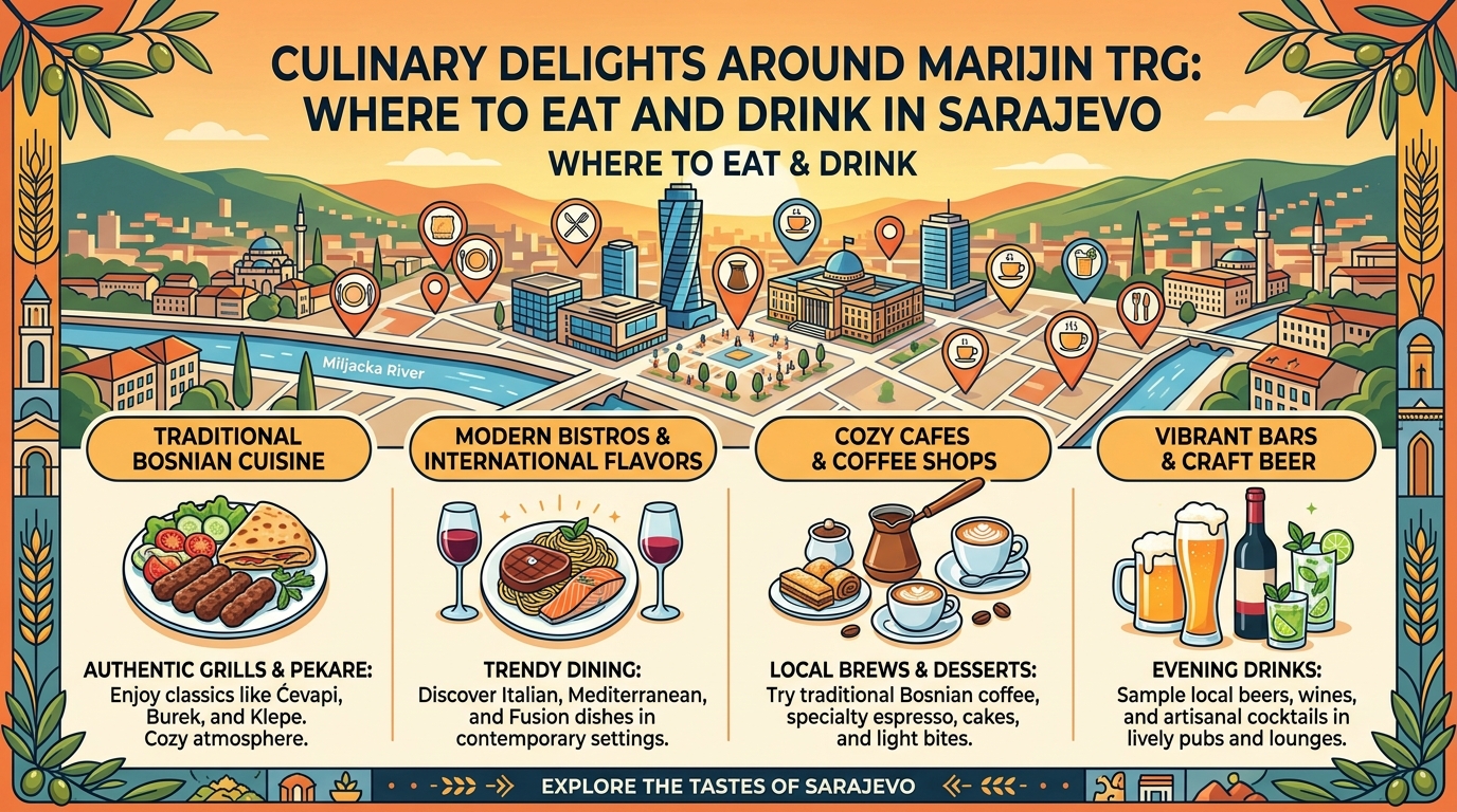 Culinary Delights Around Маријин Трг: Where to Eat and Drink
